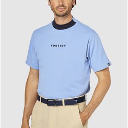 FJ-S25-S03 34672-L [ゴルフシャツ メンズ バイカラー半袖モックネックシャツ Lサイズ ブルージェイ]