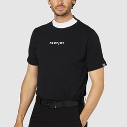 FJ-S25-S03 34678-XL [ゴルフシャツ メンズ バイカラー半袖モックネックシャツ XLサイズ ブラック]