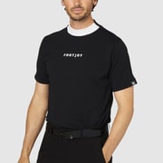 FJ-S25-S03 34678-XL [ゴルフシャツ メンズ バイカラー半袖モックネックシャツ XLサイズ ブラック]