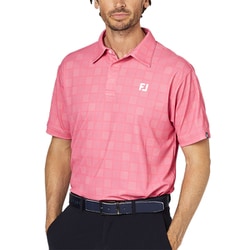 FJ-S25-S06 34688-XL [ゴルフシャツ メンズ スクエアチェックスナップボタン半袖シャツ XLサイズ ピンクレモネード]