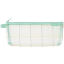限定 メッシュペンケース マチ付 チェック柄 緑 41848006