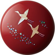 鯱旗印肉 漆器 50号朱 螺鈿 二羽鶴柄 MNUK-50B-1