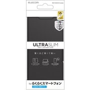 らくらくスマートフォン F-53E ケース レザー カバー 手帳型 マグネット フラップ 衝撃吸収 超軽量 薄型 スタンド機能付 UltraSlim ブラック PM-F244PLFUBK
