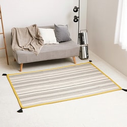 洗えるインド綿ラグ テラ すべり止め付き 130×185 ブラック