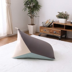 カラーが選べるリラックスビーズクッション テトラッド 50×50×80 グレー/ブルー