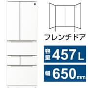 冷蔵庫(総容量457L・幅65cm・フレンチドア(観音開き)・6ドア・ラスティックホワイト) プラズマクラスター SJ-MF46P-W