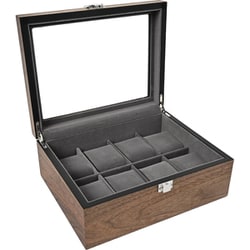 コレクションケース 8本 クルミ木製 ガラスふた 茶 ES5318WD