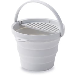 おりたためるバケツ 8L ちょい置きトレー付バケツ  グレー I-640