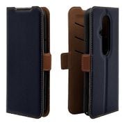 8460F53EBSMNVB [らくらくスマートフォン F-53E用 手帳型ケース 薄型 カード入れ スタンド機能 シンプル サイドマグネット NV BR]