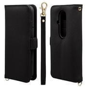 8461F53EBHSBK [らくらくスマートフォン F-53E用 手帳型ケース カード入れ おしゃれ スタンド機能 シンプル ハンドストラップ付き サイドマグネット ブラック]