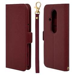 8467F53EBLFRD [らくらくスマートフォン F-53E用 手帳型ケース カード入れ 薄型 スタンド機能 レザー ハンドストラップ付き サイドマグネット レッド]
