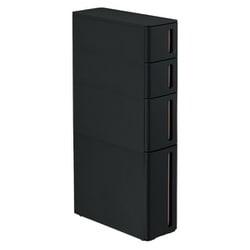 隙間収納 ストランティ ドロアーC 4段 17cm プラスチック製 コロ付き 完成品 ブラック DC-2101BK