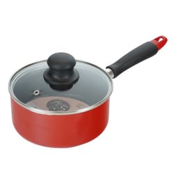片手鍋 16cm IH対応 ガラス蓋付き かちこれ レッド RB-2911