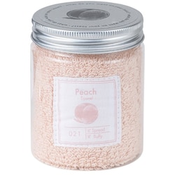 ジャムタオル ハンカチタオル Peach （容器）Φ6×H8（タオル）W25×H25cm 32502-28