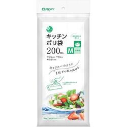 ティシューのように1枚ずつ取り出せるキッチンポリ袋 M 約縦33cm×横23cm×厚さ0.01mm 200枚 半透明 PP-TKPM-200