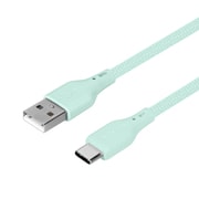 編込みシリコンケーブル Type-A to Type-C 1.5m ケーブルバンド付 アイスブルー OWZ-CBSRCA15-BLA