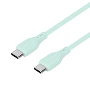 編込みシリコンケーブル Type-C to Type-C 1.5m ケーブルバンド付 アイスブルー OWZ-CBSRCC15-BLA