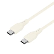 編込みシリコンケーブル Type-C to Type-C 1.5m ケーブルバンド付 ベージュ OWZ-CBSRCC15-BGA