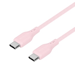 編込みシリコンケーブル Type-C to Type-C 1.5m ケーブルバンド付 サクラピンク OWZ-CBSRCC15-PKA