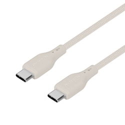編込みシリコンケーブル Type-C to Type-C 1.5m ケーブルバンド付 ミストグレー OWZ-CBSRCC15-GYA