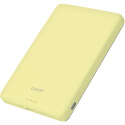 calonマグネット付 ワイヤレスモバイルバッテリー 5000mAh 薄型設計 2台同時充電 ライトイエロー RLI050WCC15W01LYL
