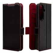 Galaxy S25用 手帳型 薄型 カード入れ スタンド機能 シンプル サイドマグネット BK RD 8738GS25BSMBKR