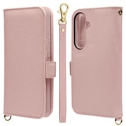 Galaxy S25用 手帳型 カード入れ おしゃれ スタンド機能 シンプル ハンドストラップ付き サイドマグネット ライトピンク 8741GS25BHSLPK