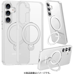 Galaxy S25用 ZEROSAFE Shaft ハイブリッドケース TPU＋PC ワイヤレス充電対応 360°回転スタンド フロストホワイト 8747GS25ZSFSWH