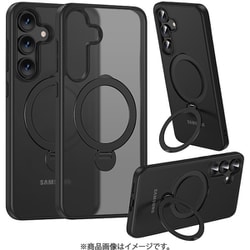 Galaxy S25用 ZEROSAFE Shaft ハイブリッドケース TPU＋PC ワイヤレス充電対応 360°回転スタンド フロストブラック 8748GS25ZSFSBK
