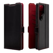 Galaxy S25 Ultra用 手帳型 薄型 カード入れ スタンド機能 シンプル サイドマグネット BK RD 8750GS25UBSMBKR