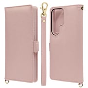 Galaxy S25 Ultra用 手帳型 カード入れ おしゃれ スタンド機能 シンプル ハンドストラップ付き サイドマグネット ライトピンク 8753GS25UBHSLPK