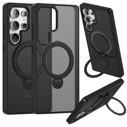 Galaxy S25 Ultra用 ZEROSAFE Shaft ハイブリッドケース TPU＋PC ワイヤレス充電対応 360°回転スタンド フロストブラック 8760GS25UZSFSBK