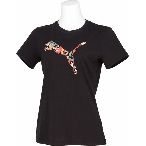 GRAPHICS フローラル キャット ロゴ レディース フィットネス ヨガ シャツ （01） Lサイズ 687710