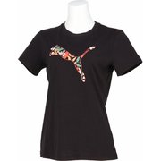 GRAPHICS フローラル キャット ロゴ レディース フィットネス ヨガ シャツ (01) Mサイズ 687710
