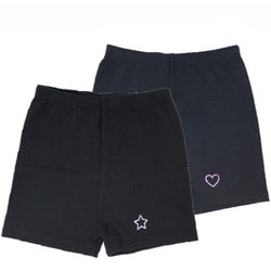 4204635 2PオーバーパンツクロOP 150cm [【女の子】キッズジュニア オーバーパンツ 一分丈 2枚組 ワンポイント 【綿混】]