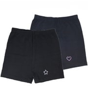 4204635 2PオーバーパンツクロOP 150cm [【女の子】キッズジュニア オーバーパンツ 一分丈 2枚組 ワンポイント 【綿混】]