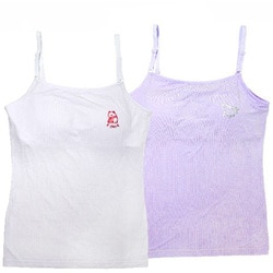 4707645 2Pパットイリキャミマルチカラーセッショクレイカン 150cm [【女の子】キャミソール/取り外しパッド付き 2枚組 箔プリント 【吸水速乾/接触冷感/天竺素材】]