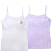 4707646 2Pパットイリキャミマルチカラーセッショクレイカン 160cm [【女の子】キャミソール/取り外しパッド付き 2枚組 箔プリント 【吸水速乾/接触冷感/天竺素材】]