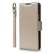 らくらくスマートフォン a/Lite用 手帳型ケース カード収納 ストラップ スタンド機能付 ベージュ×グレー CR_RSACSPLNA_BG