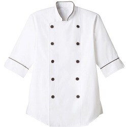 ET1144-SS [サンペックス 七分袖ショップコート ホワイト*ブラウン SS]