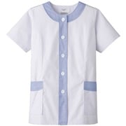 FA722-S [サンペックス 【女性用】衿なし・半袖調理衣 ホワイト*サックス S]