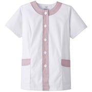 FA724-3L [サンペックス 【女性用】衿なし・半袖調理衣 ホワイト*ピンク 3L]