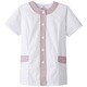 FA724-M [サンペックス 【女性用】衿なし・半袖調理衣 ホワイト*ピンク M]