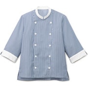 SJAU-2007-K6-L [サンペックス 七分袖ショップコート ホワイト*ネイビー L]