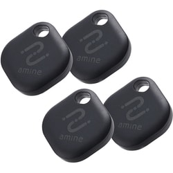 LGT-BETG1BKA4 [スマートタグ 紛失防止 タグ 4個入り 電池交換タイプ 防水・防塵 IP65 置き忘れ防止アラーム スマートトラッカー amine ブラック]