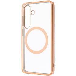Galaxy S25用 MagSafe対応 マグネットアクセサリー対応 衝撃吸収 バンパー マット メタリック ハイブリッドケース ピンクゴールド RT-GS25MG3/PGM