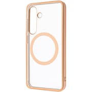 Galaxy S25用 MagSafe対応 マグネットアクセサリー対応 衝撃吸収 バンパー マット メタリック ハイブリッドケース ピンクゴールド RT-GS25MG3/PGM