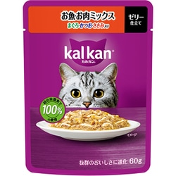 カルカン パウチ お魚・お肉ミックス まぐろ・かつお・ささみ入り 60g [猫用 ウエットフード 60g 成猫（1歳～7歳） 総合栄養食]