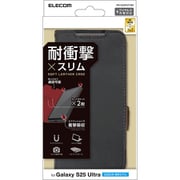 Galaxy S25 Ultra ケース レザー カバー 手帳型 マグネット フラップ 衝撃吸収 ワイヤレス充電可 ストラップホール付 スタンド機能付 ブラック PM-G252PLFYBK