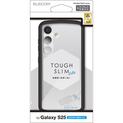 Galaxy S25 ケース ハイブリッド カバー 衝撃吸収 軽量 薄型 カメラレンズ保護設計 ワイヤレス充電可 ストラップホール付 ストラップホールシート付 TOUGH SLIM LITE ブラック PM-G251TSLFCBK